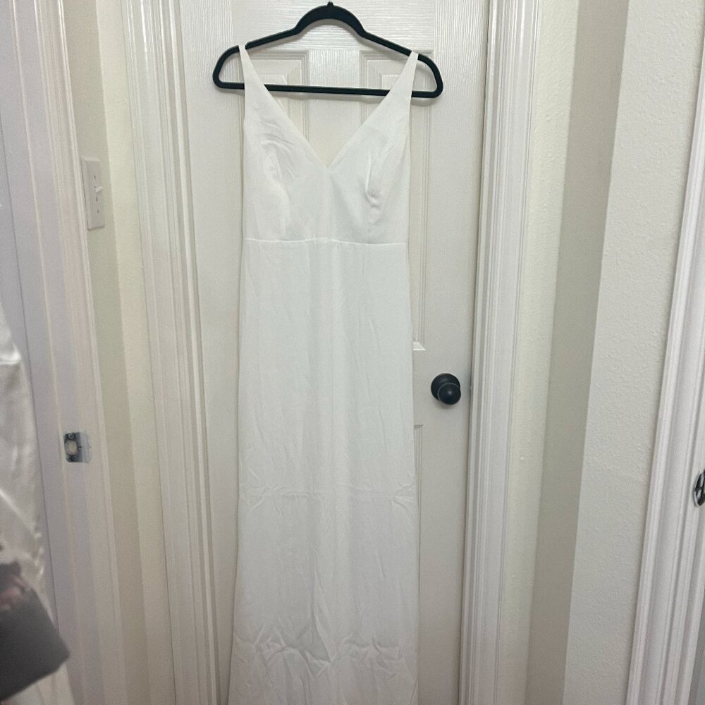 Lulus Love and Happiness White Button Back Mermaid Maxi Dress